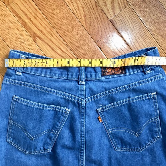 Vtg 70s Levi's High Waisted Orange Tab Denim Skirt - Picture 11 of 12